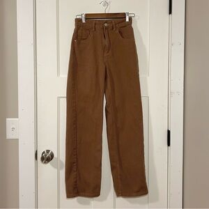 SHEIN straight leg corduroy pants - brown, size 26